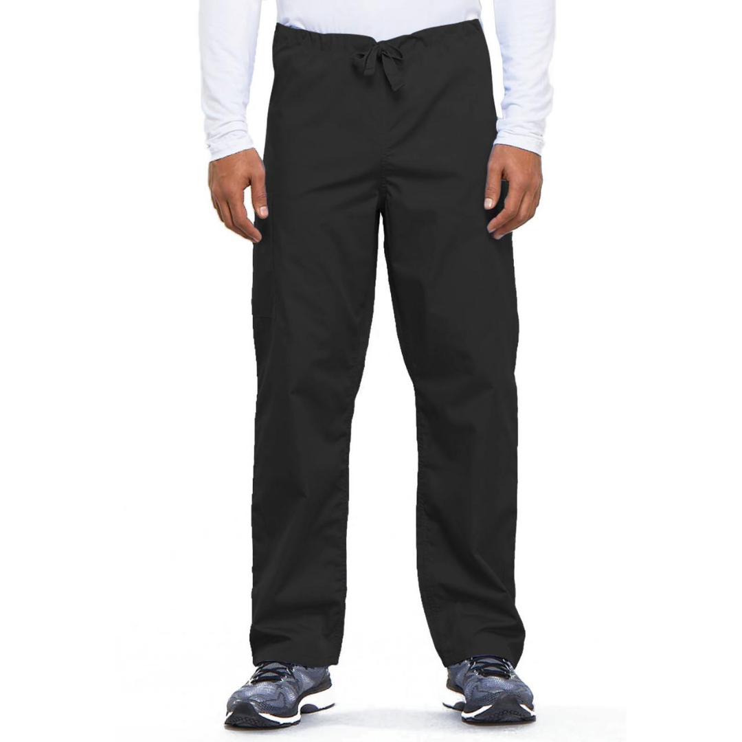 Men's Drawstring Cargo Pants in Black